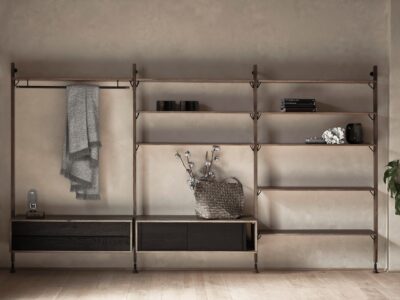 THEO WALL UNIT CLOTHING RAIL WITH DRAWER