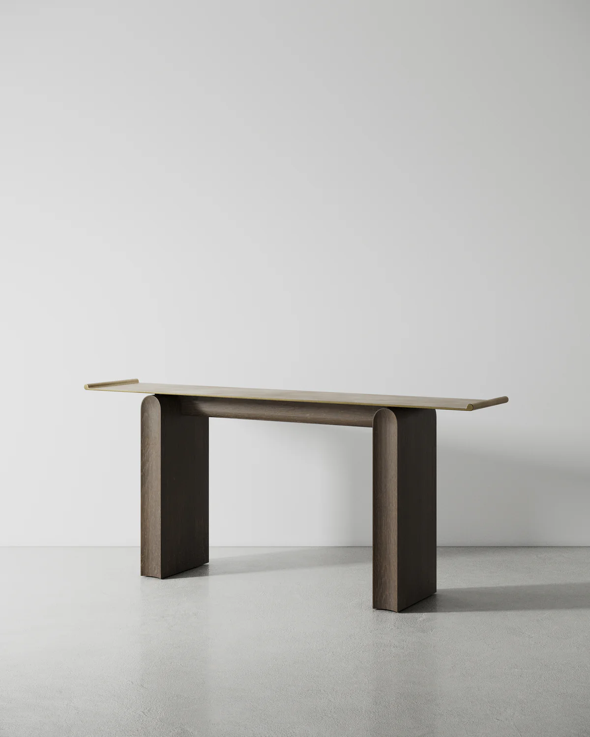 Tonkin Console Seared oak antique brass