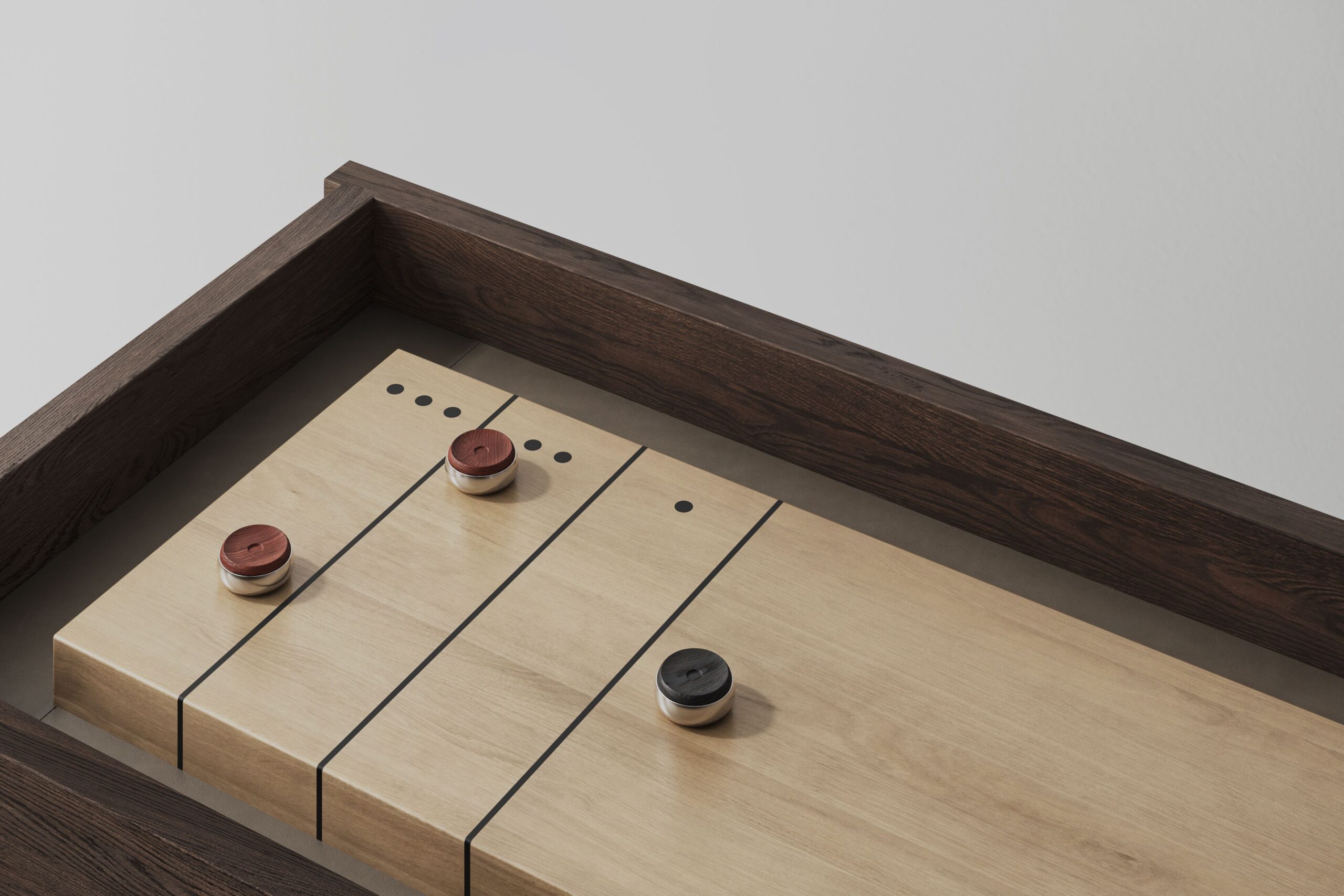 DINH Shuffleboard Smoked oak with sepia leather