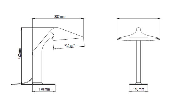Niwaki table lamp dimensions