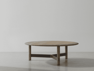 STILT COFFEE TABLE ROUND LARGE RAW OAK