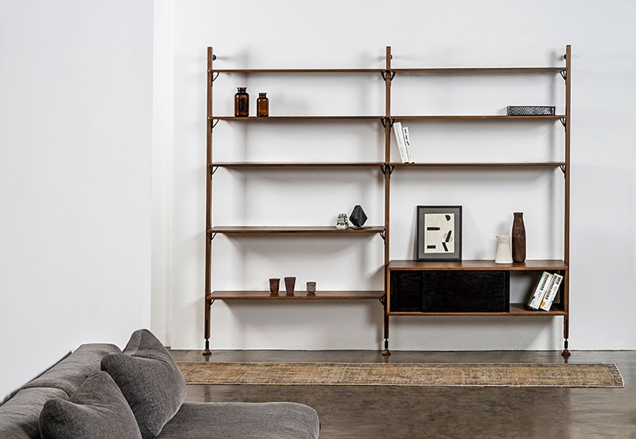 Theo wall unit large shelv smoked oak